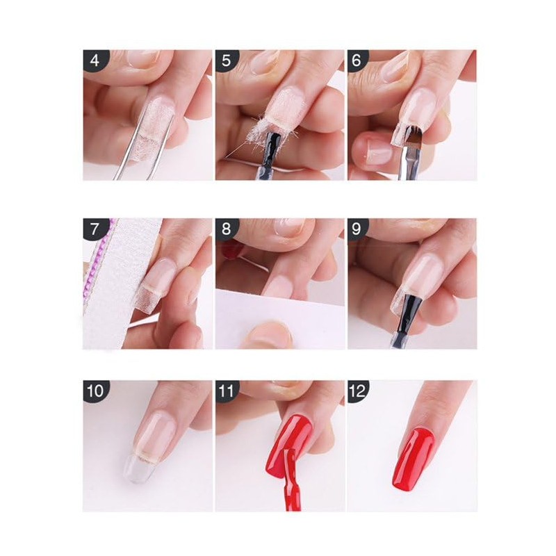 20Pcs White Nail Extensions Kit Fiberglass Nail Art Builder Wrap