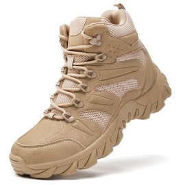 Men’s Tactical Boots 6 Inches Lightweight Military Work Combat Boots Ankle Desert Motorcycle Boot Deep Tan-40