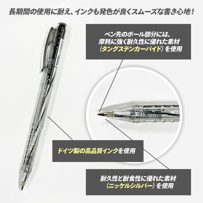 FLEXOFFICE Oil-Based Ballpoint Pens 50-Pack Black/Black Ink 0.5mm Ultra-Smooth Quick-Drying
