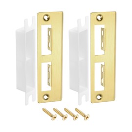 sourcing map 2 Sets Door Strike Plate, 40mm x 134mm Stainless Steel Latch Deadbolt Replacement Lock Strike Plate for Door Frame Door Jamb Reinforcement, Gold