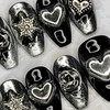 Chrome silver handmade nail tips, pedi tips - Almond S