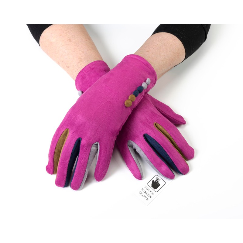 'Margot' Ladies' Gloves Vera Tucci Suede Feel Touch Screen Multi