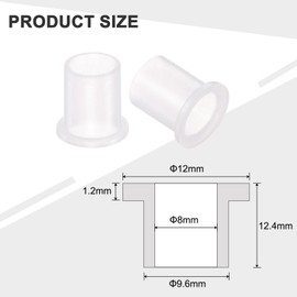 QUARKZMAN 20 x Plastic Flange Sockets ID 8 mm x OD 9.6 mm x Length 12.4 mm Nylon Bushings, White