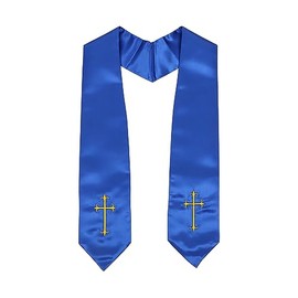 Erligo Adults' Traditional Church Choir Stoles with Embroidery Cross 60" Graduation Sash (Royal blue)