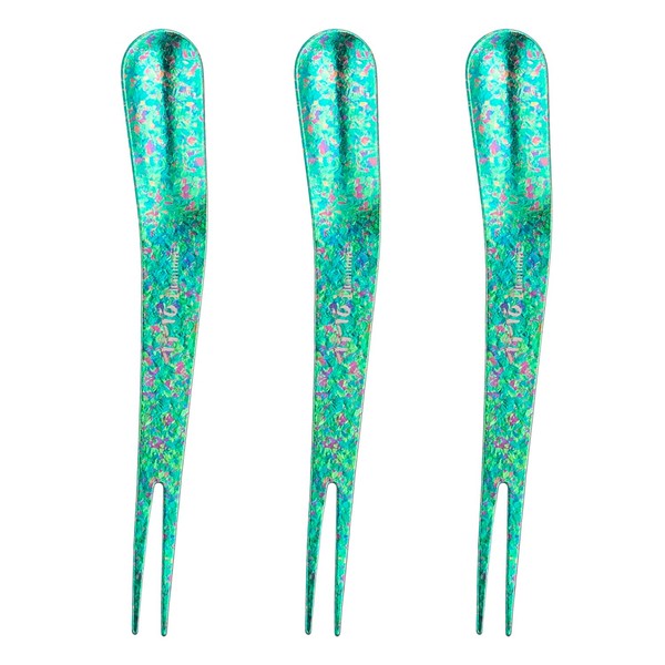 TiTo Titanium 3Pieces Fruit Forks, Ultralight Antirust Pure Titanium Dessert