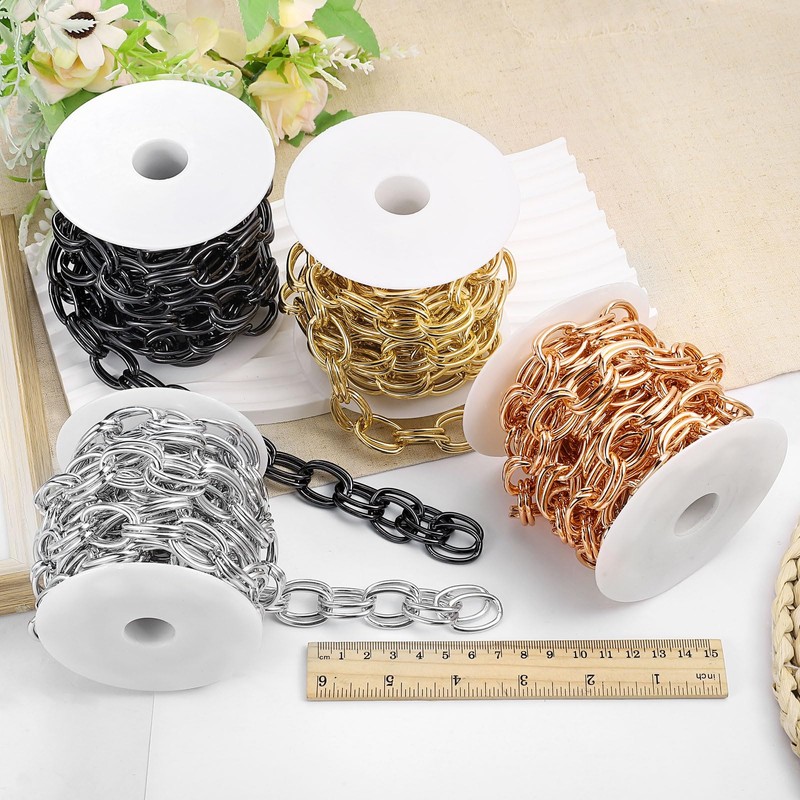 sourcing map 9.8Feet Aluminum Link Chain, Link Cable Chain Double