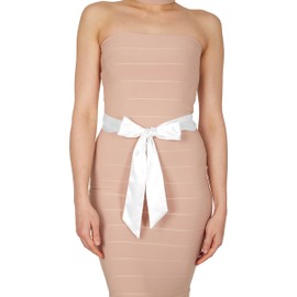 BlackButterfly Bridal Wedding Bridesmaid Satin Sash Belt (White, 10 CM X 175 CM)