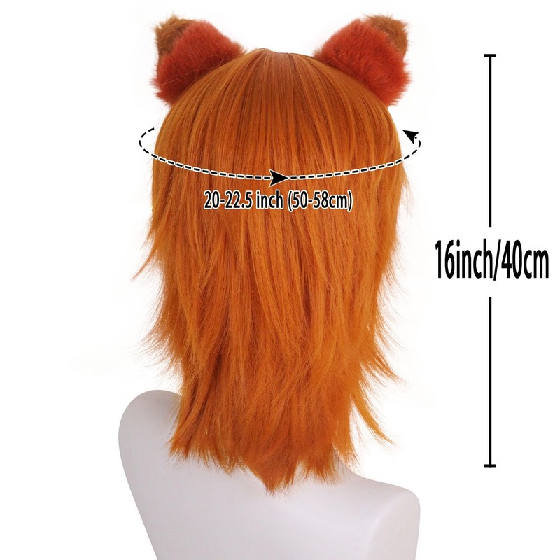 16 inch Short Orange Wig Men and Women Fluffy Layered