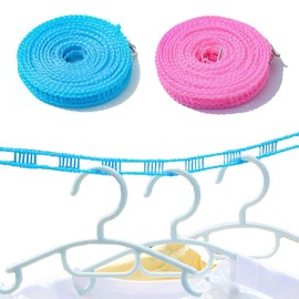 CHENLONB Laundry Line, Set of 2, Approximately 16.4 ft (5 m), Easy to Hang, Portable, Convenient, Indoor/Outdoor Use, Room Drying, Rainy Season, Camping, Travel Clothesline