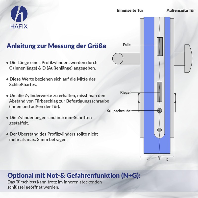 HAFIX® Double Cylinder Lock 45/60 mm without Emergency & Danger