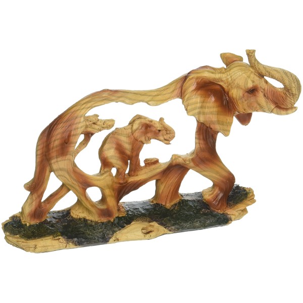 StealStreet SS-UG-MMD-194 4.5" Elephant in The Wild Woodlike Bust Scene Carving Figurine