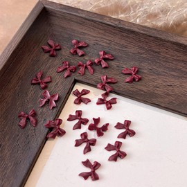 50PCS Burgundy Bow Nail Charms 3D Resin Bow Nail Art Charms Cute Bow Knot Nail Decorations Red Bow Nail Charms for Nail Charms for Acrylic Nails Supplies Resin DIY Nail Art Decoration Accessories