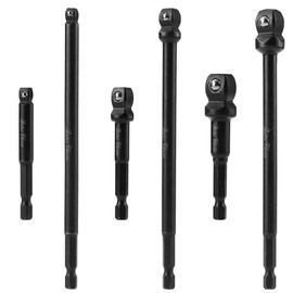 Bates- Impact Wobble Adapter Set, 6 pcs, 6", 2-3/4" & 2-1/2"-Long, 1/4" Drive Hex Shank, 1/4" 3/8" & 1/2", Wobble Extension Set, Wobble Impact Socket Adapter Set, Wobble Socket Adapter for Drill
