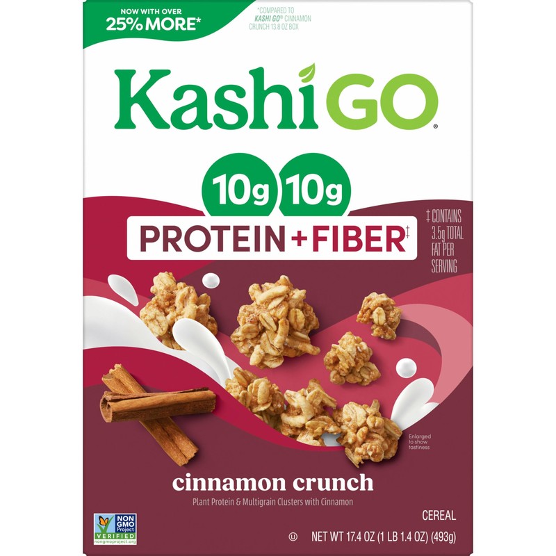 Kashi GO Protein Cereal, 10g Protein, 10g Fiber, Cinnamon Crunch,