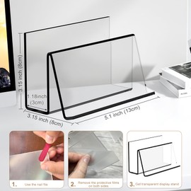 Boloyo Acrylic Index Card Display Holder, 3 X 5 inch, 1PCClear Cards Holder Stand Organizer Desktop Business Card Holders for Home Office School Desktop Card Storage 200 Capacity