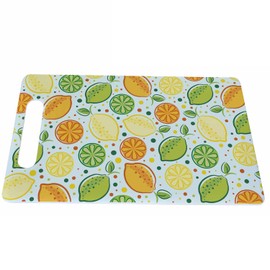 Bcumuq White Lemon Lime Cutting Board with Handles Summer Yellow Orange Green Dots Cutting Boards Plastic Safe Chopping Board for Kitchen 16" x 10" x 0.24"