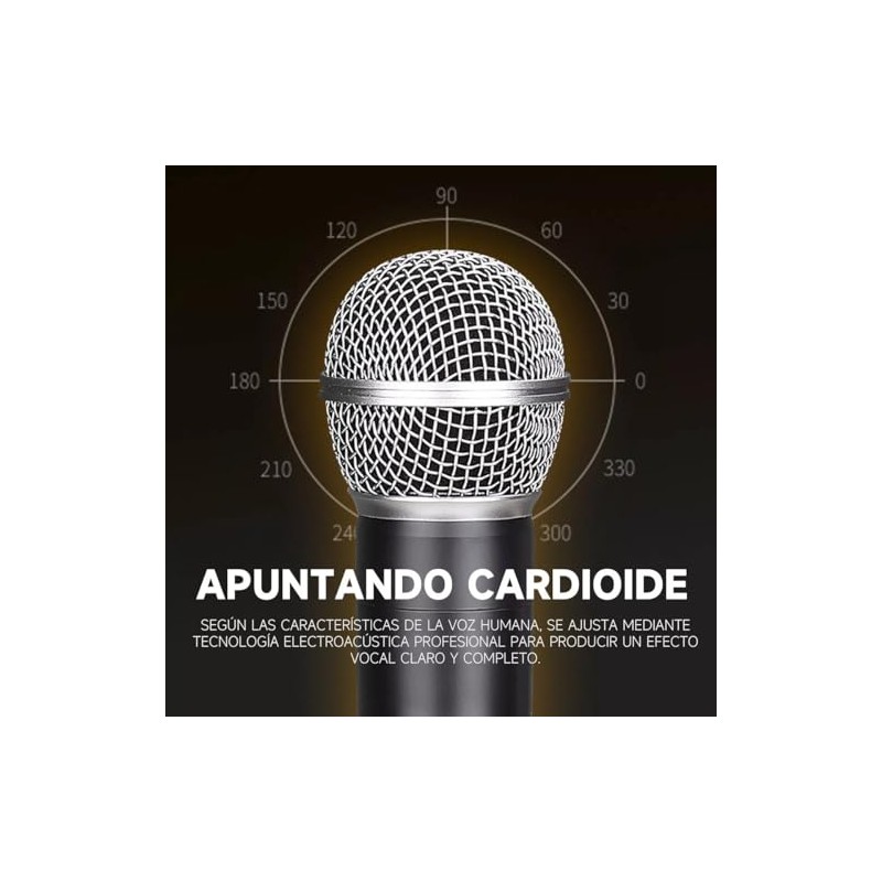 SM58 Microfonos Inalambricos 2 de Mano Dinamico UHF con Receptor