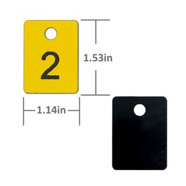 StayMax Plastic Numbered Tags Rectangle Key Number Tags Number Disc with Hole (1-50, Yellow)