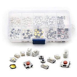 250 Pieces 10 Types Tactile Push Button Switch Car Remote Key Touch Microswitch Assortment Kit with Storage Box