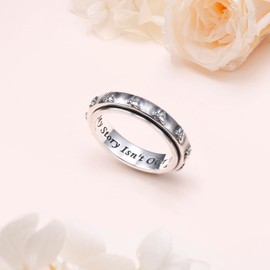 Butterfly Semicolon Anxiety Relieve Spinner Rings My Story Isn't Over Yet Semicolon Fidget Ring Sterling Silver ADHD Stress Relieving Ring for Women Men (7)