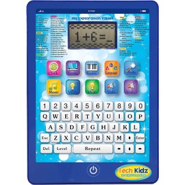 Tech Kidz My Exploration Toy Tablet Educational Learning Computer, 60 Challenging Learning Games and Activities, LCD Screen, Keyboard (Blue), Ages 3+