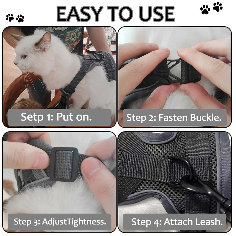 YUBBYSTU Cat Harness and Leash Set for Walking, Adjustable Kitten