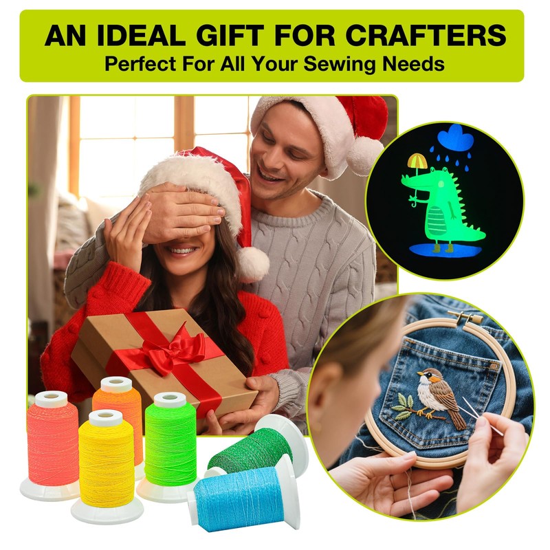 SunBling Embroidery Thread Glow in The Darkness - 8 Colors
