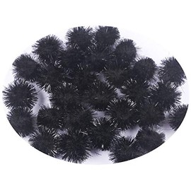 YYCRAFT 200pcs Glitter Tinsel Pom Poms Sparkle Balls for DIY Craft/Party Decoration/Cat Toys(20mm,Black)
