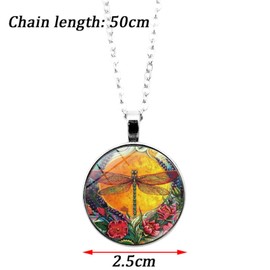 Yienate Long Chain Time Gemstone Necklace Chains Creative Dragonfly Pendant Vintage Amber Necklace Sweater Chain for Women and Girls