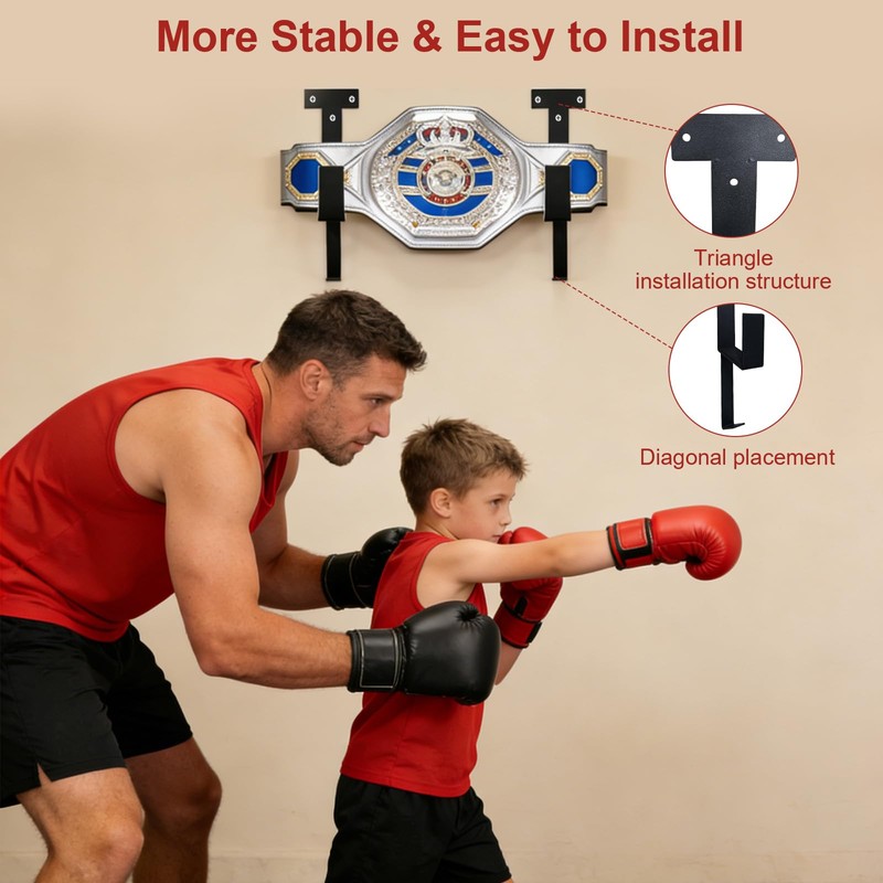 YEYPOP 4 Pcs Wrestling Championship Belt Wall Mount Display Holder
