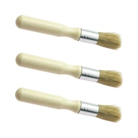 3 - Piece Set of Natural Bristle Wax and Paint Brushes with Wooden Handles, Ideal for All Paints, Home Decor, and DIY Art Crafts