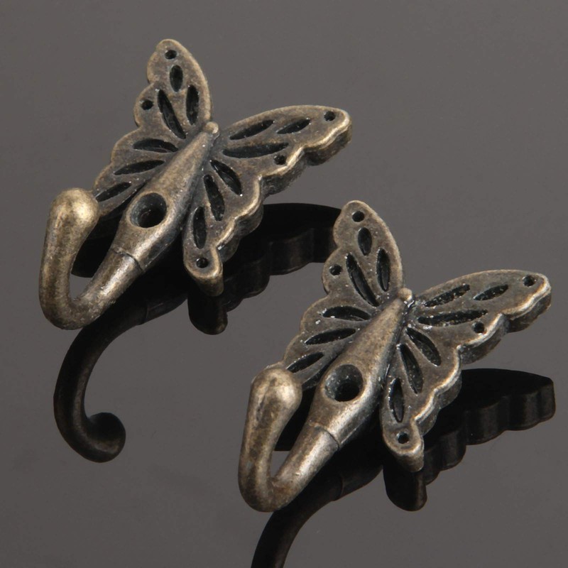Mgoodoo Butterfly Hooks for Wall,Antique Decorative Wall Hooks 2 Pack