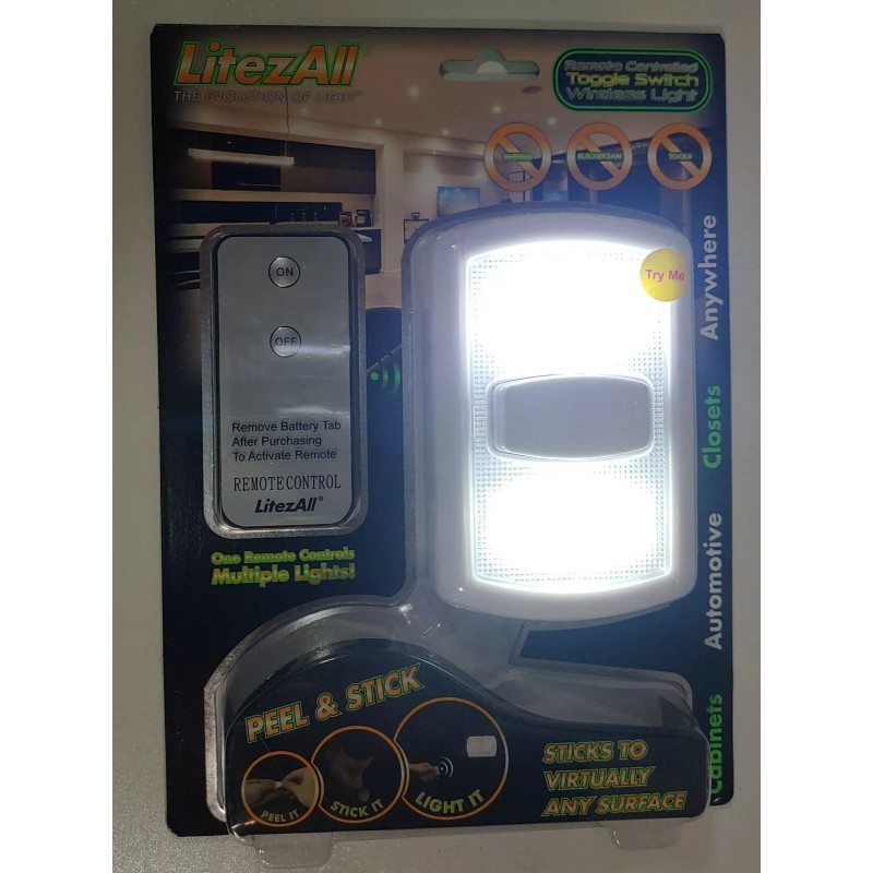 Litezall Lot Of 2 Remote Control Wireless Light Toggle Switches