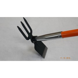 Reaowazo 3-Prong Cultivator Hoe with Dual Heads for Weeding & Cultivating and Planting, Black, Garden Tool, Garden Hoe, Manual, Fiberglass Handle, Garden