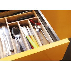 Bamboo Silverware Organizer Tray for Drawer, Kitchen Utensils, Cutlery (14 x 10 x 2 Inch, Small)