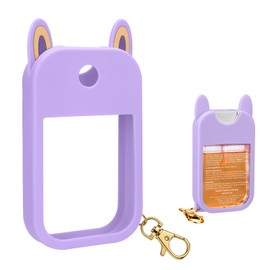 AIERSA Hand Sanitizer Spray Case Compatible with Touchland,Rabbit Ears Design Silicone Hand Sanitizer Case Holder with Keychain for Touch Land Mist Case 1FL. OZ (Purple)