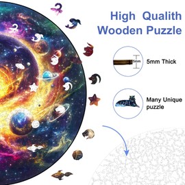 Wooden Puzzles for Adults, Unique Shape Wood Jigsaw Puzzle with Wooden Box, Star, 189 Piece(Medium)