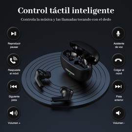 GENGXIN Audífonos Inalámbricos Bluetooth 5.3, Audífonos Inalámbricos In-Ear, Bluetooth con Micrófono, ENC, para Correr, Escuchar música, Hablar por teléfono (Negro)