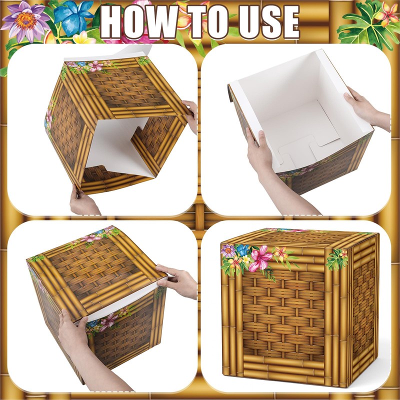6 Pcs 3D Tree Stump Boxes, Hawaii Fake Wood Centerpieces
