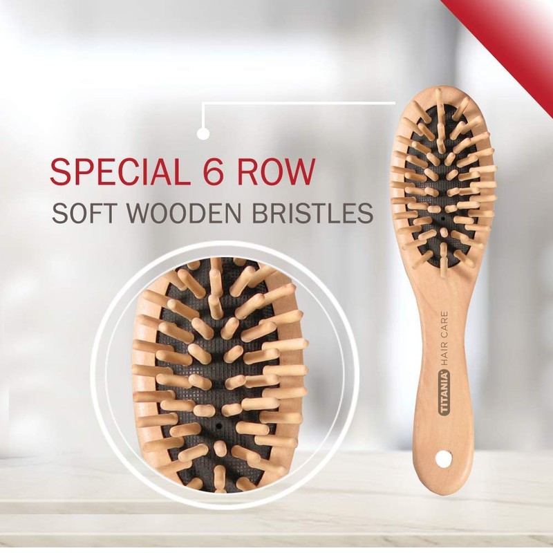 Titania 6 Row Wooden Pneumatic Brush with Wooden Bristles Pack of