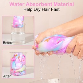 Basumee Microfiber Hair Towel Wrap for Kids 2 Pack Rapid Drying Hair Towel with Button Hair Turbans for Wet Hair Wraps Head Towel Wrap for Women and Girls, Light Pink