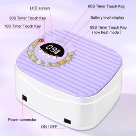Cordless UV Nail Lamp with 4 Timers & Smart Sensor, Rechargeable UV Light for Gel Nails, UV LED Nail Dryer with 45Pcs Lamp Beads, Nail Light for Manicure Pedicure at Home & Salon (Purple)