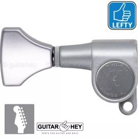 Hipshot Classic Mini Tuners LEFTY 6 in line STAGGERED Small HS Buttons  - SATIN