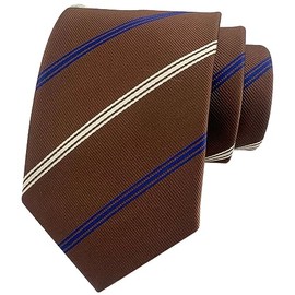 Elfeves Mens Brown Blue White Silk Cravat Ties Woven Dance Formal Neckties Gift Ideal for Boss