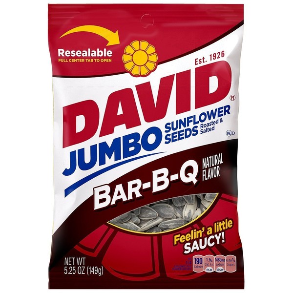 DAVID Roasted and Salted Jumbo Sunflower Seeds, Keto Friendly, 5.25 oz, 12 Pack