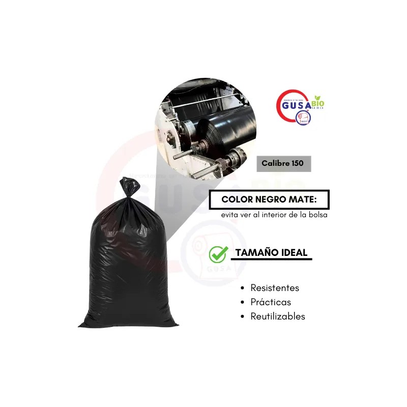 1 Kg Bolsa Negra Para Basura Ecolgica 90x120