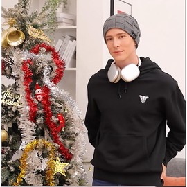 Chalier 2-piece slouch beanie knitted hat winter hat for men and women, warm winter hat with fleece inner lining, unisex, reusable. -