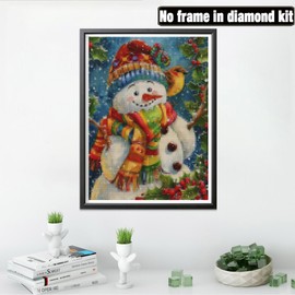 Yeerumo DIY Diamond Painting Accessories Christmas Full Set, 5D Painting Diamond Painting Pictures Snowman Crystal Embroidery Cross Stitch Home Bedroom Office Wall Decoration 30 x 40 cm