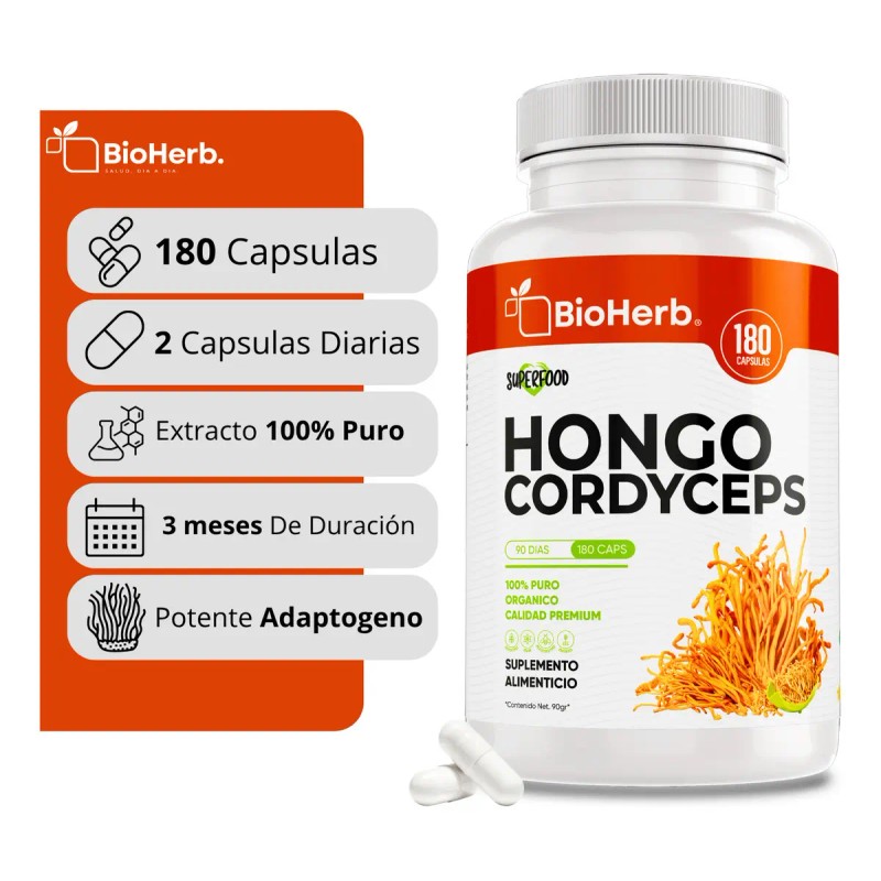 Bioherb Hongo Cordyceps Militaris Extracto 100 Puro Potente Adaptogeno Natural