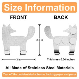 Razor Holder, Shaver Holder, Adhesive Razor Holder, Waterproof Shaver Hook for Shower, Fox Shaped Stainless Steel Wall Hook for Robe Plug Loofah Towel Bathrobe Coat for Bathroom Kitchen, CHB320